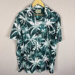 Royaura Hawaiian Shirt Men’s XXL Palm Tree Tropical Print Green